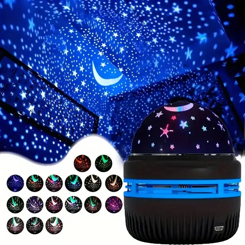 Magic Ball Star Projector Night Light – 360° Rotating LED Moon & Stars Lamp