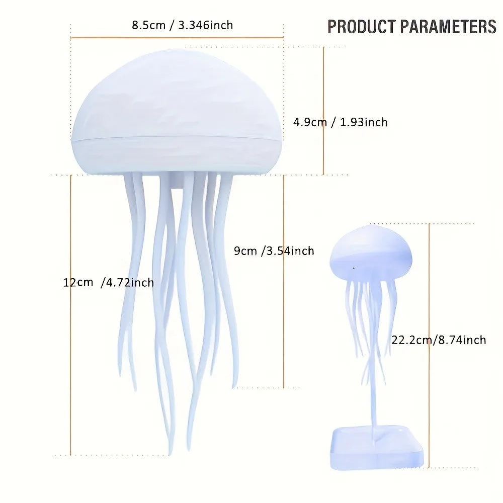 Jellyfish Night Light – USB Rechargeable Floating Lamp with Voice Control & 5-Color Lighting