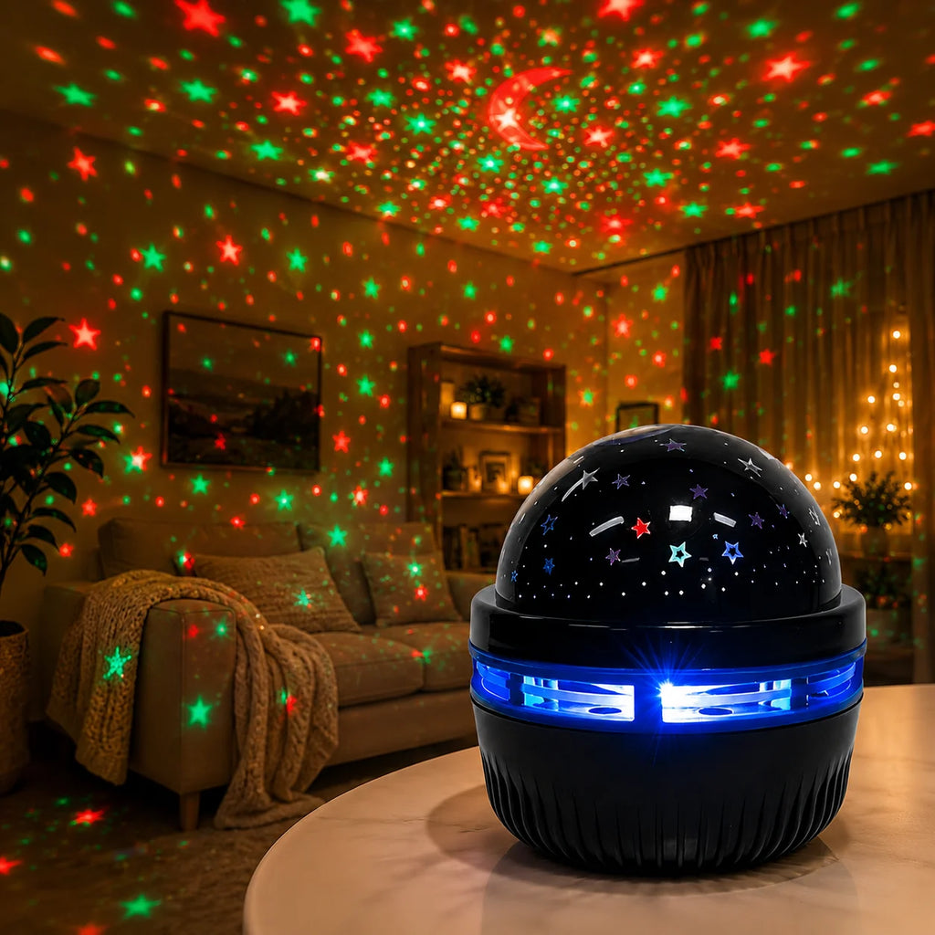 Starry Sky Galaxy Projector Lamp – LED Moon & Star Night Light