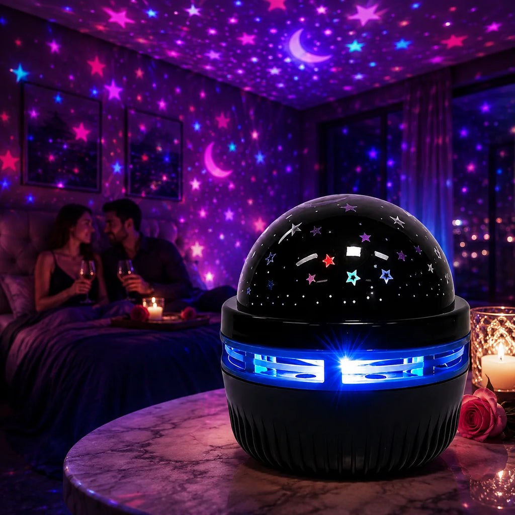 Starry Sky Galaxy Projector Lamp – LED Moon & Star Night Light