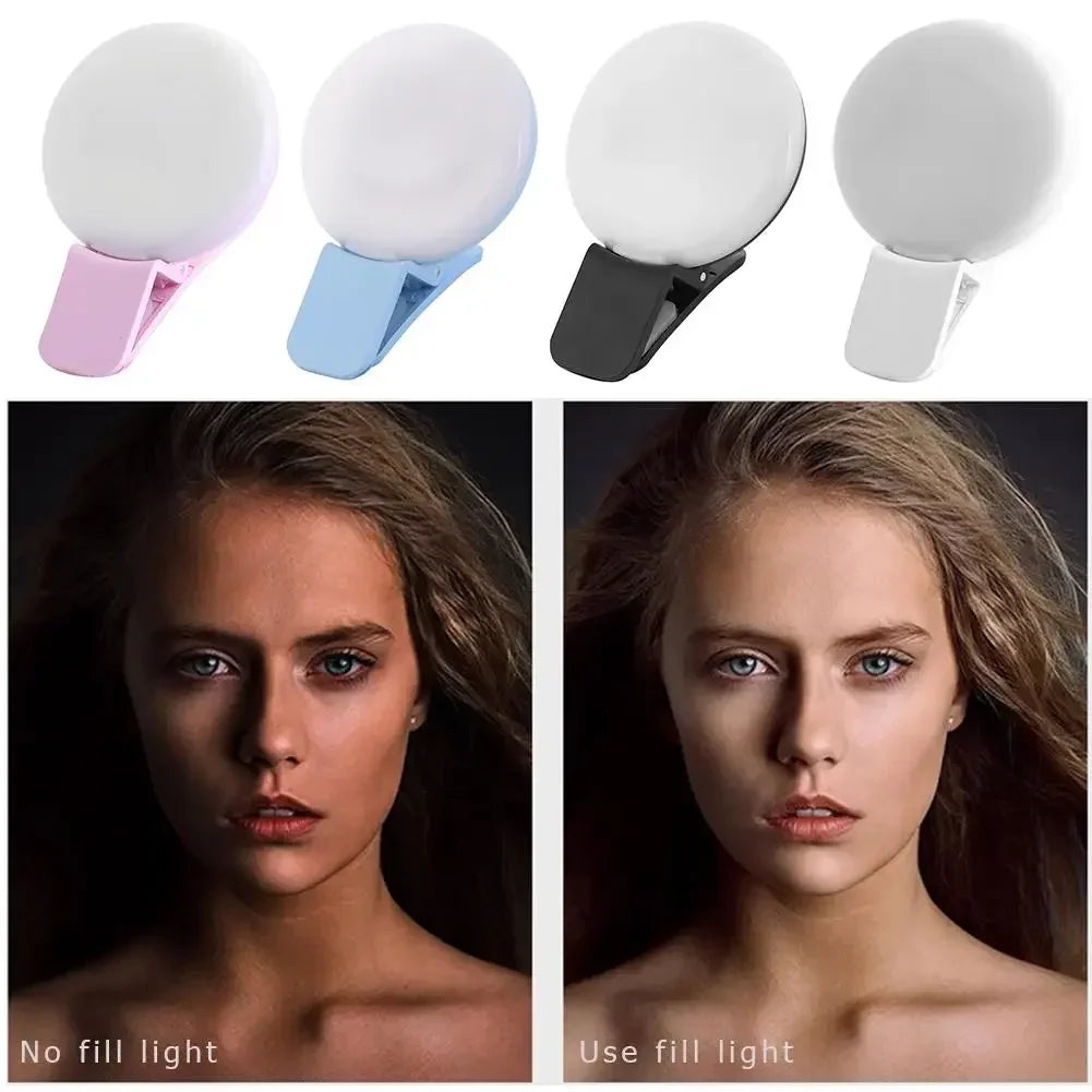 Portable LED Selfie Ring Light with 3-Level Brightness Adjustment