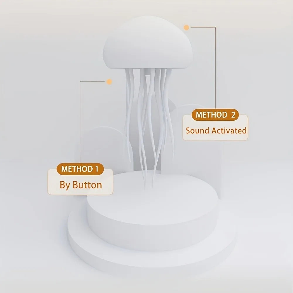 Jellyfish Night Light – USB Rechargeable Floating Lamp with Voice Control & 5-Color Lighting