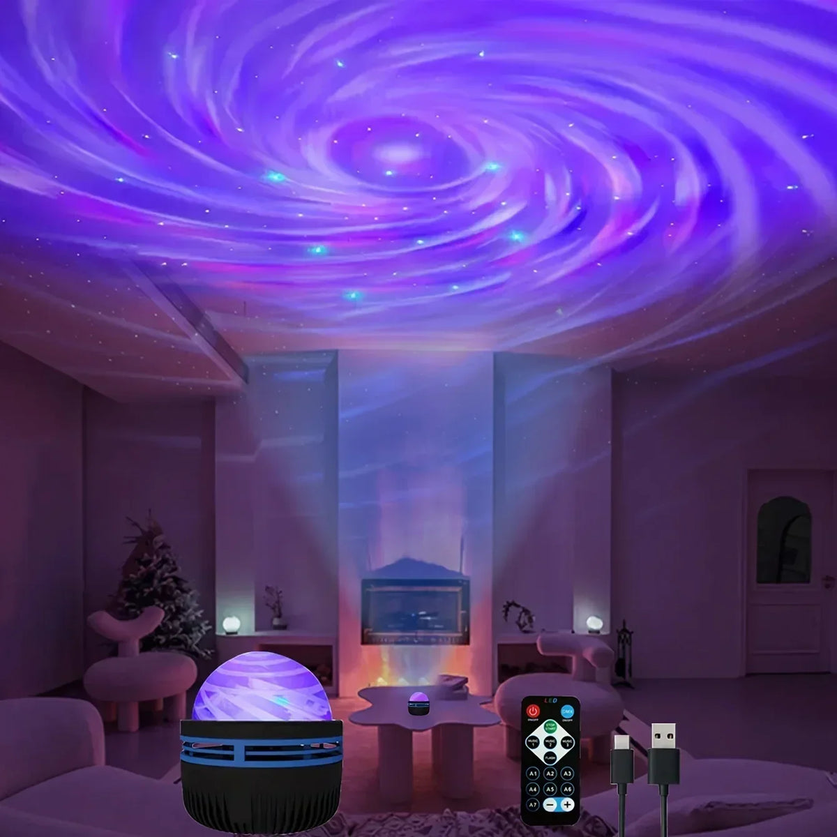 LED Galaxy Star Projector Light – Multicolor Night Lamp with Remote Control