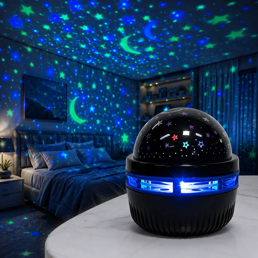 Starry Sky Galaxy Projector Lamp – LED Moon & Star Night Light
