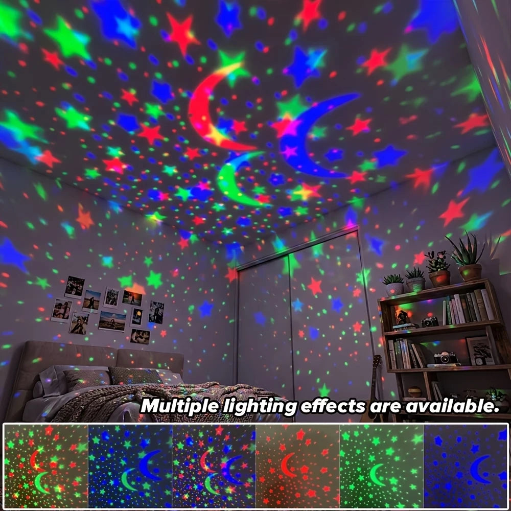 Magic Ball Star Projector Night Light – 360° Rotating LED Moon & Stars Lamp