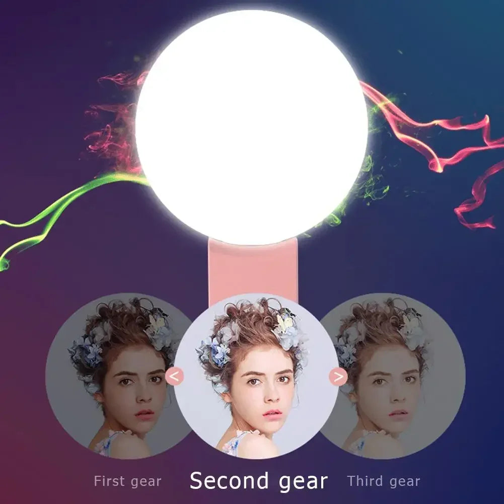Portable LED Selfie Ring Light with 3-Level Brightness Adjustment