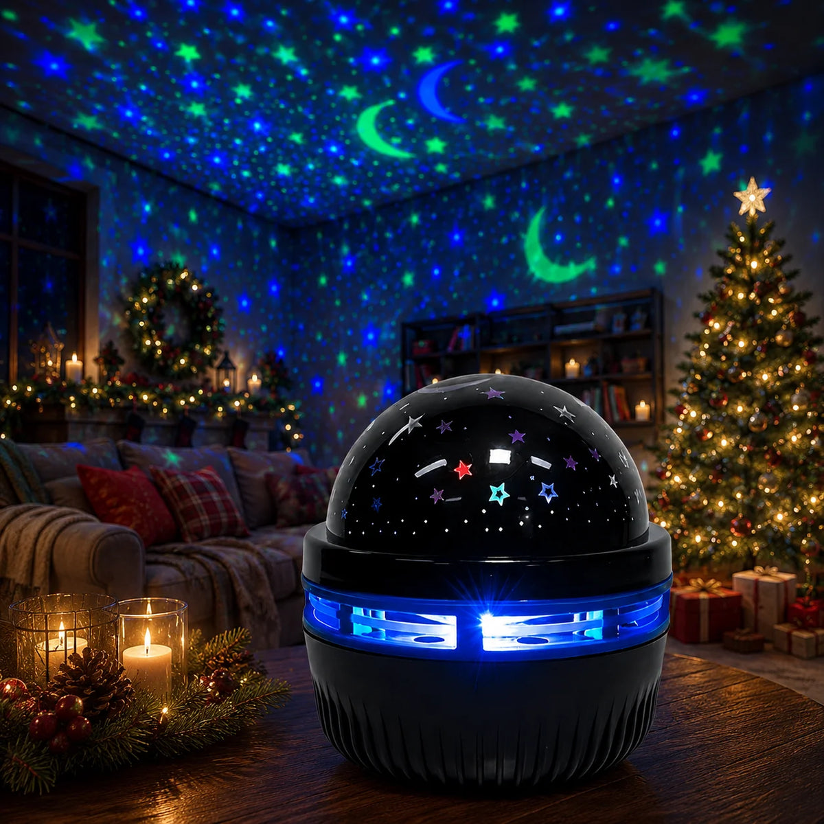 Starry Sky Galaxy Projector Lamp – LED Moon & Star Night Light