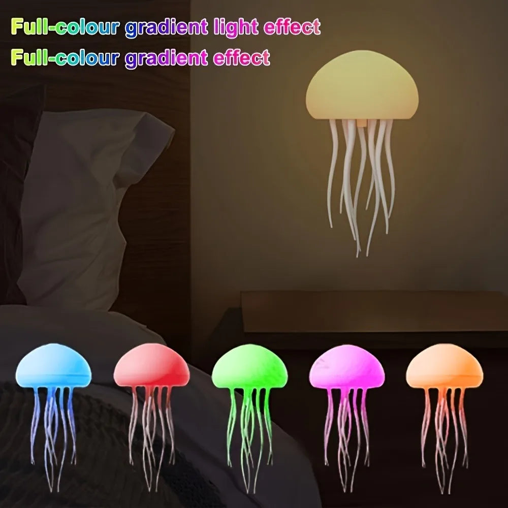 Jellyfish Night Light – USB Rechargeable Floating Lamp with Voice Control & 5-Color Lighting