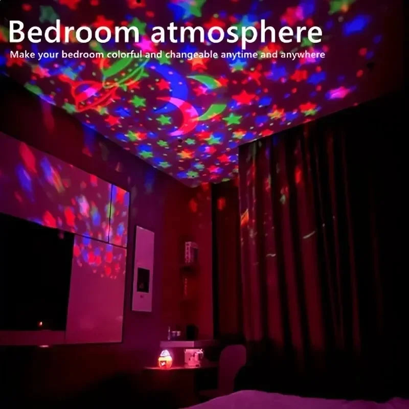 Magic Ball Star Projector Night Light – 360° Rotating LED Moon & Stars Lamp