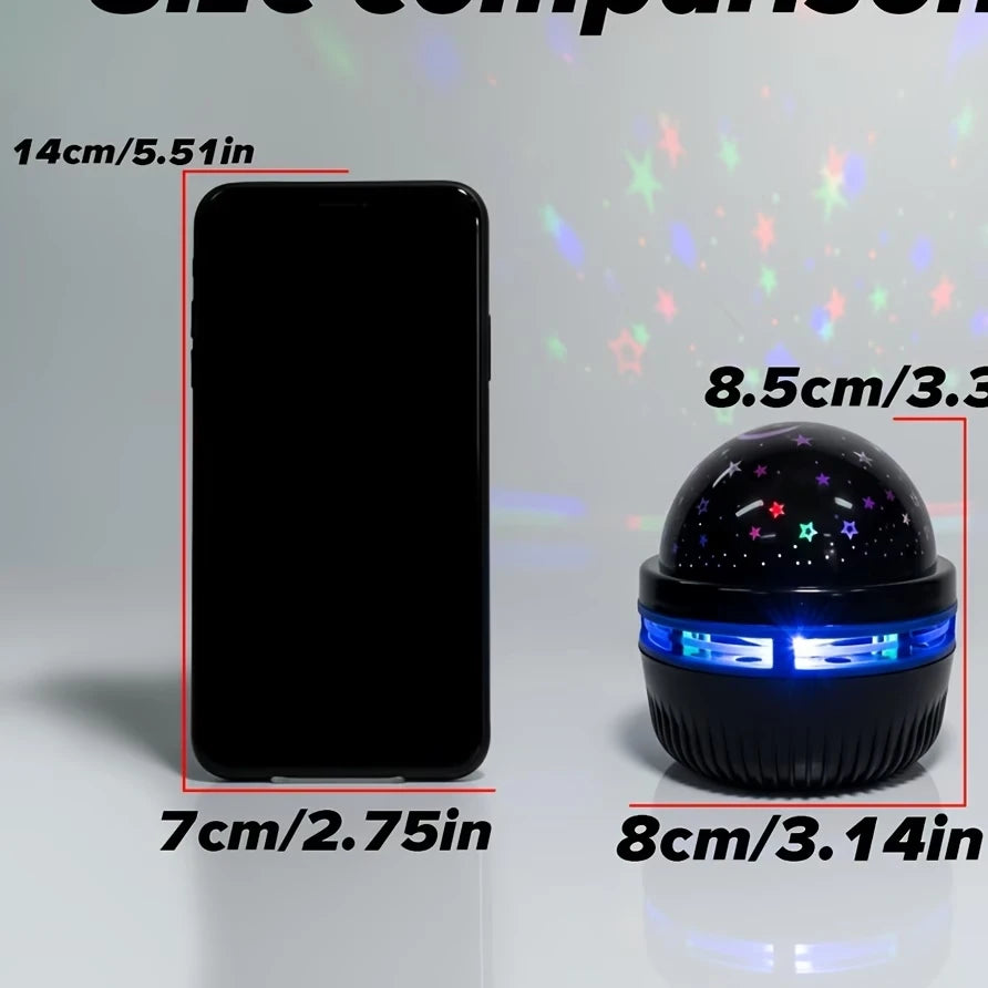Magic Ball Star Projector Night Light – 360° Rotating LED Moon & Stars Lamp